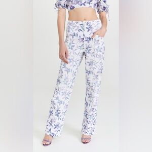 Isabel‎ Marant Floral High Rise Straight Leg Jeans Ecru Size 42/10